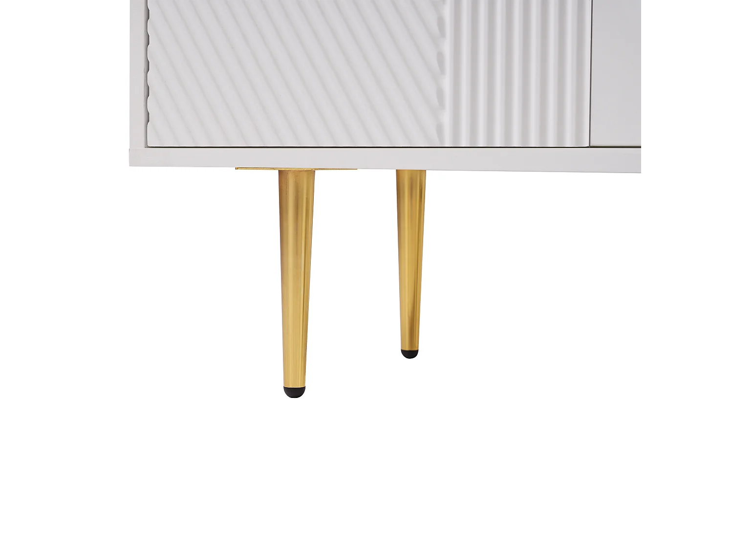 Buffet bas, Buffet blanc avec 3 tiroirs et 2 portes, pieds en métal, pour salon et salle à manger