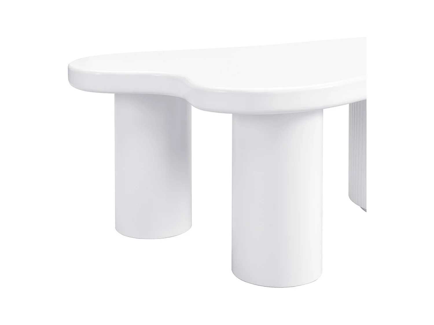 Table basse asymétrique, Table basse blanche avec 1 porte incurvée, matériau MDF, pour salon et bureau