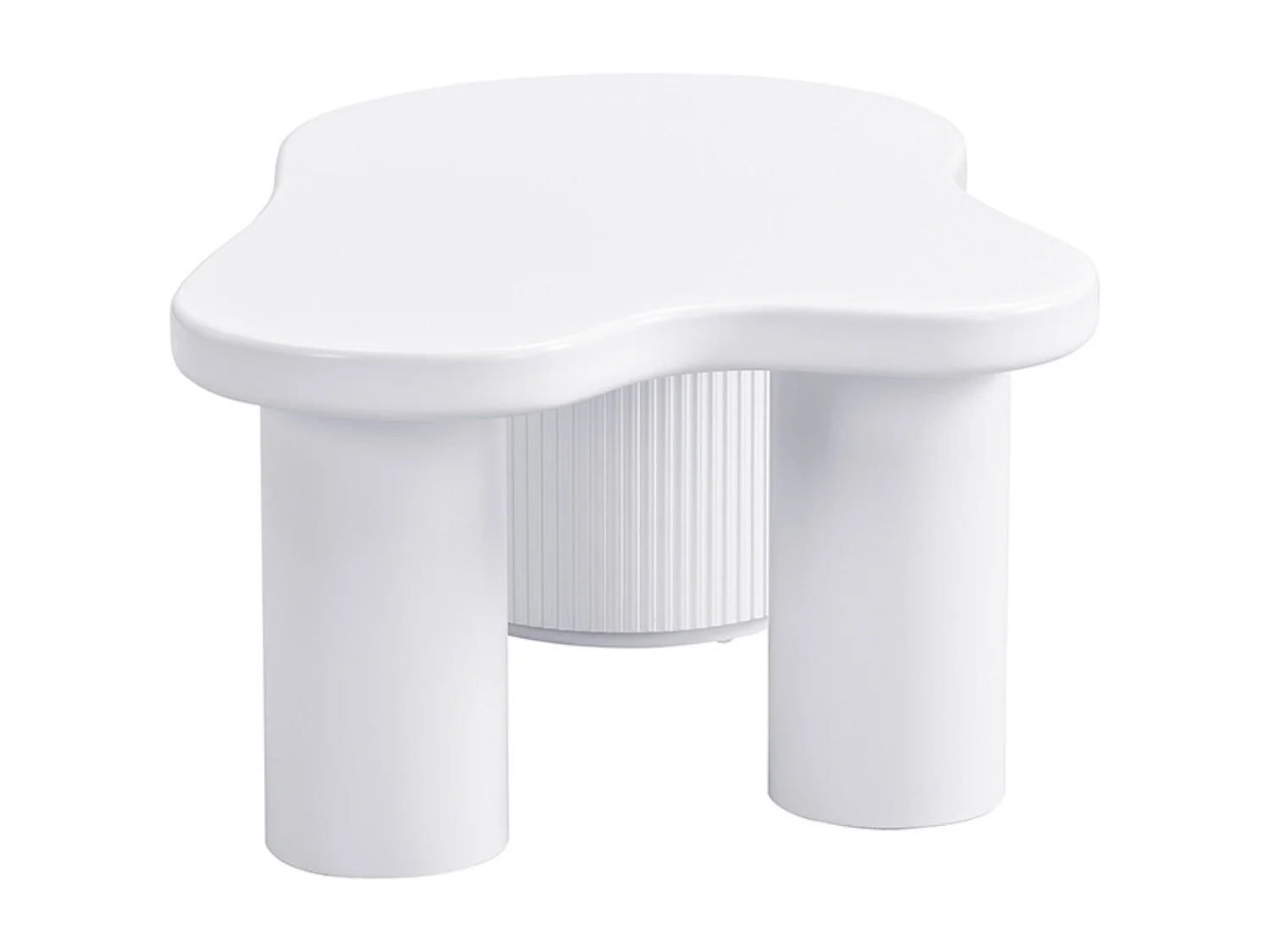 Asymmetrischer Couchtisch, weiß, mit 1 gebogenen Tür, MDF, für Wohnzimmer und Büro