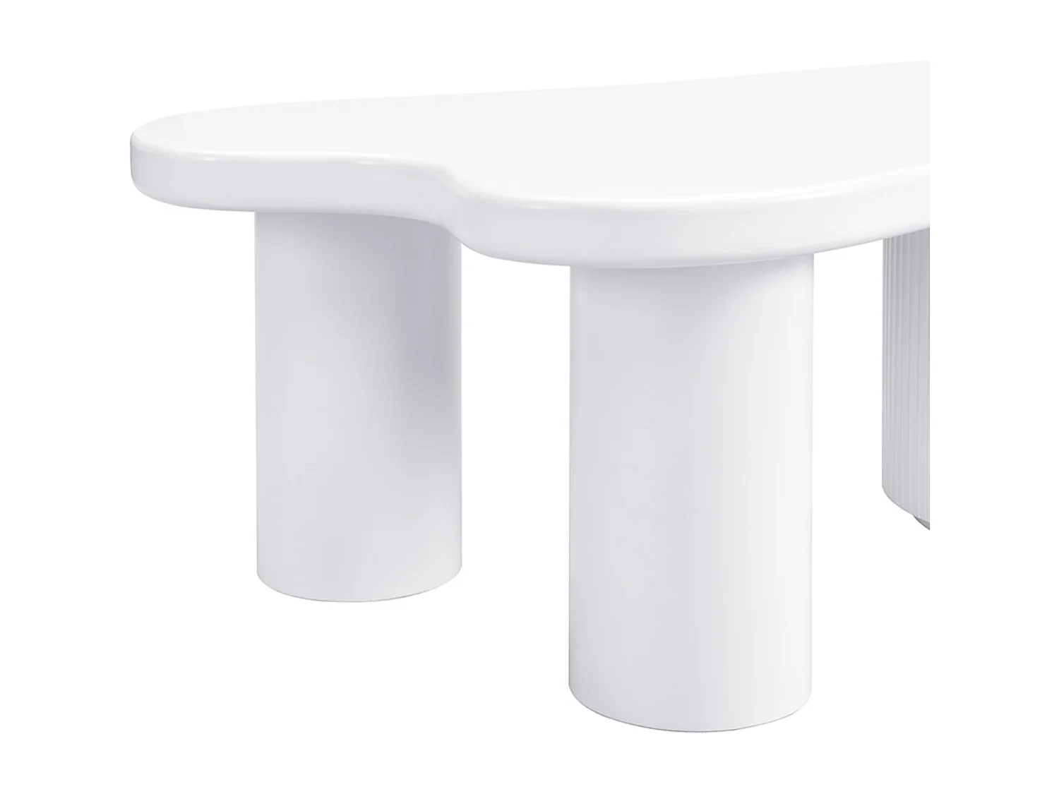 Asymmetrischer Couchtisch, weiß, mit 1 gebogenen Tür, MDF, für Wohnzimmer und Büro