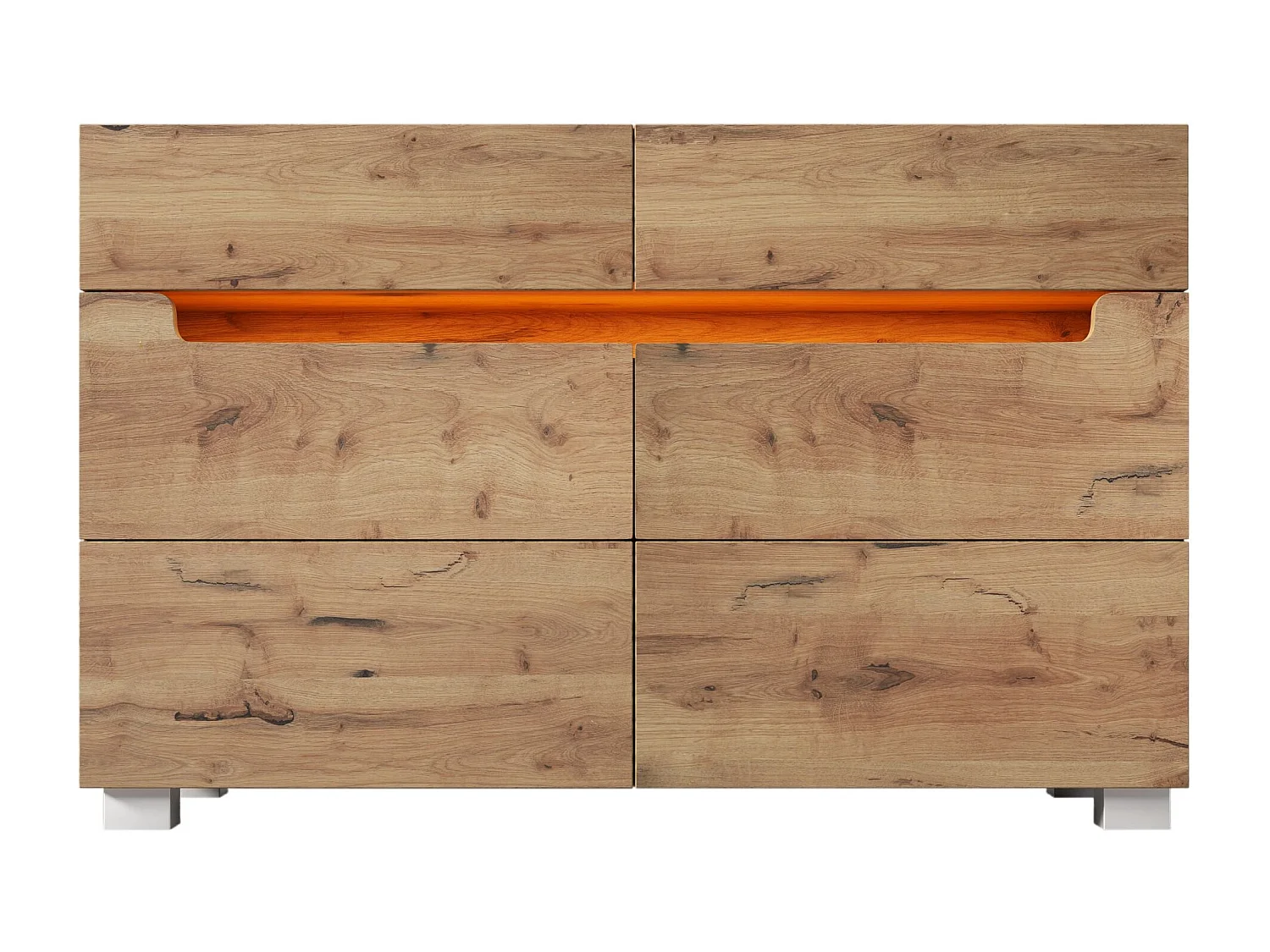 Commode marron avec 6 tiorirs et éclairage LED, 120x40x71 cm
