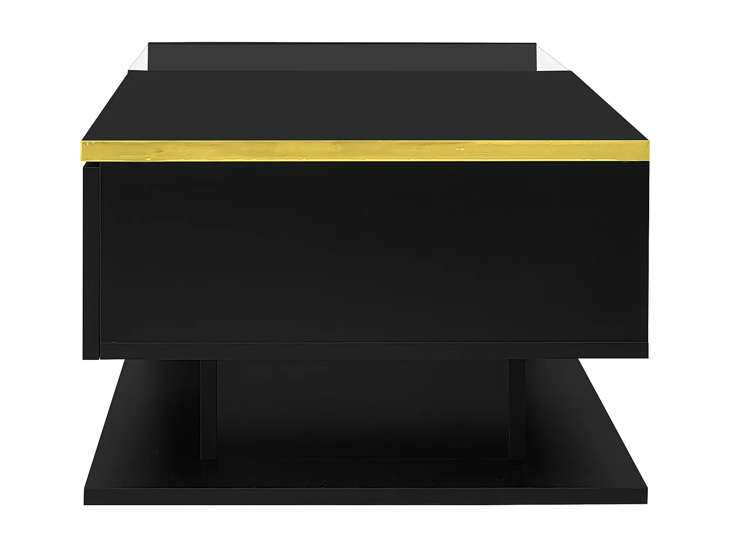 90 cm LED salontafel, zwarte salontafel met opbergvakken, modern design, 16-kleurige verlichting