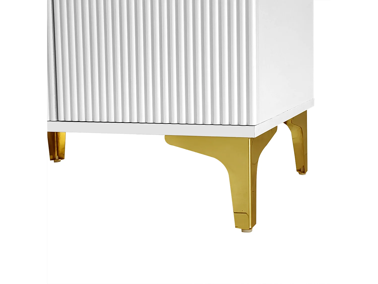 Portemanteau blanc avec banc à chaussures – portes à vague, crochets dorés et étagères réglables – meuble d’entrée moderne