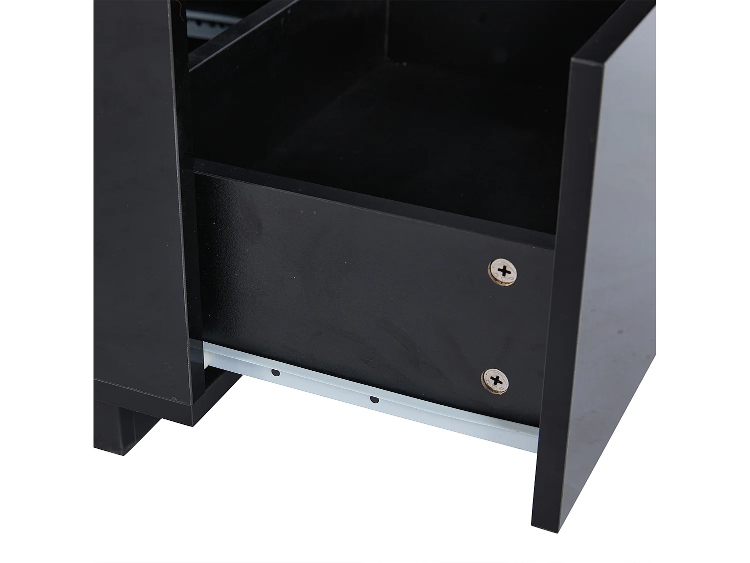 Rechthoekige salontafel, zwarte salontafel met ledverlichting en 2 lades, MDF-materiaal, voor woonkamer en slaapkamer