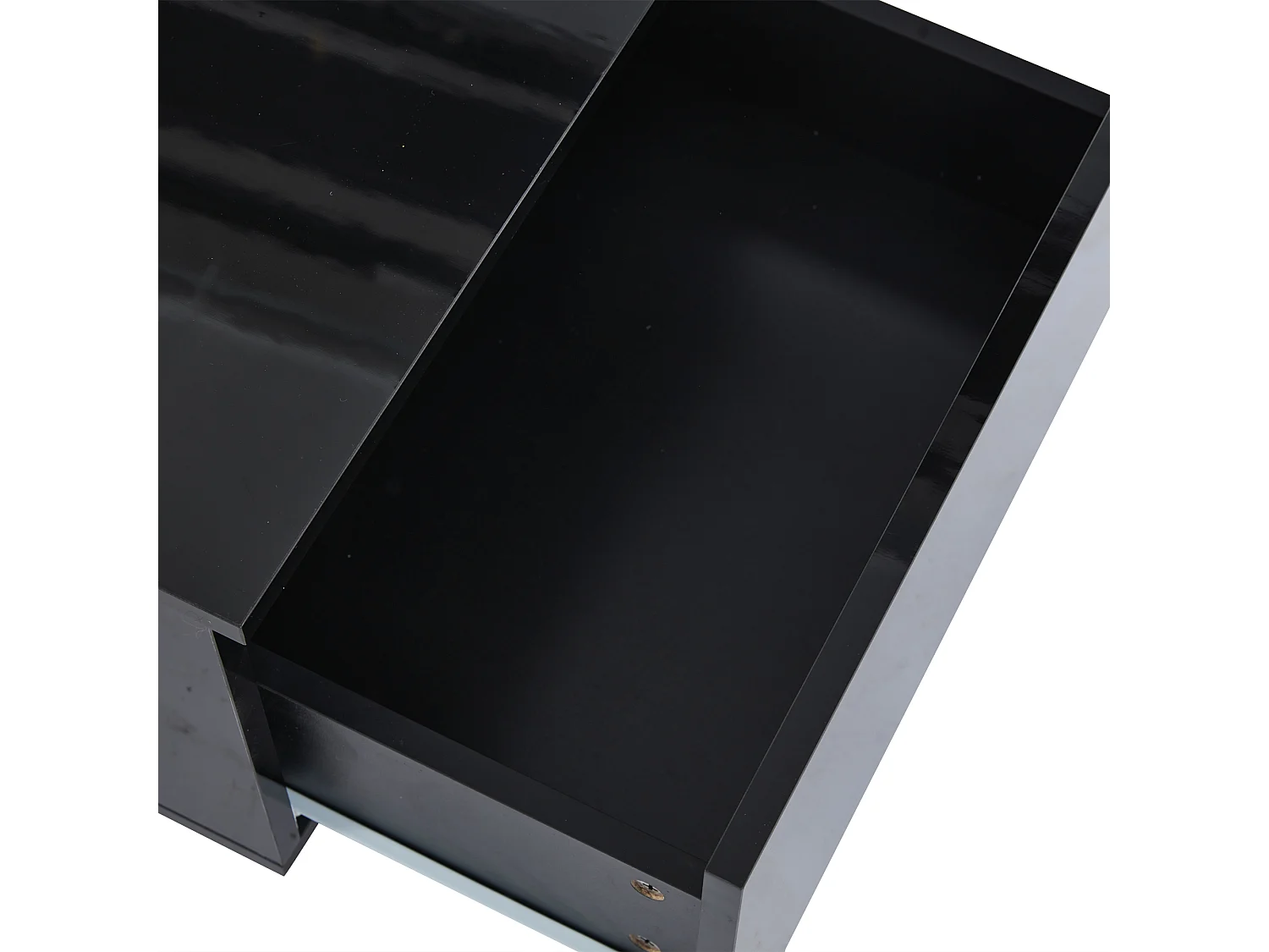 Rechthoekige salontafel, zwarte salontafel met ledverlichting en 2 lades, MDF-materiaal, voor woonkamer en slaapkamer