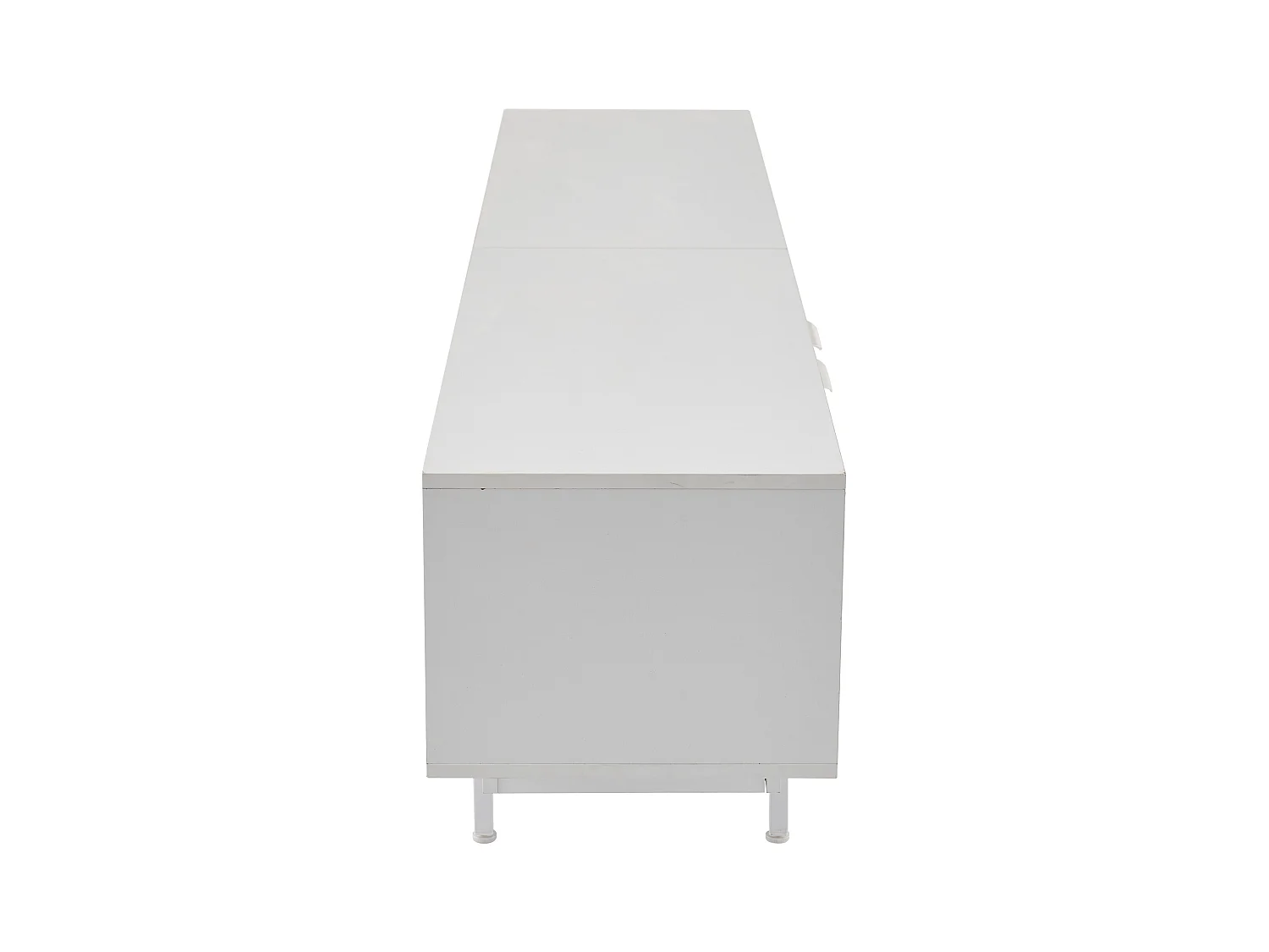 Meuble TV 200 cm, Meuble TV blanc avec 2 portes et 2 tiroirs - pour salon et bureau