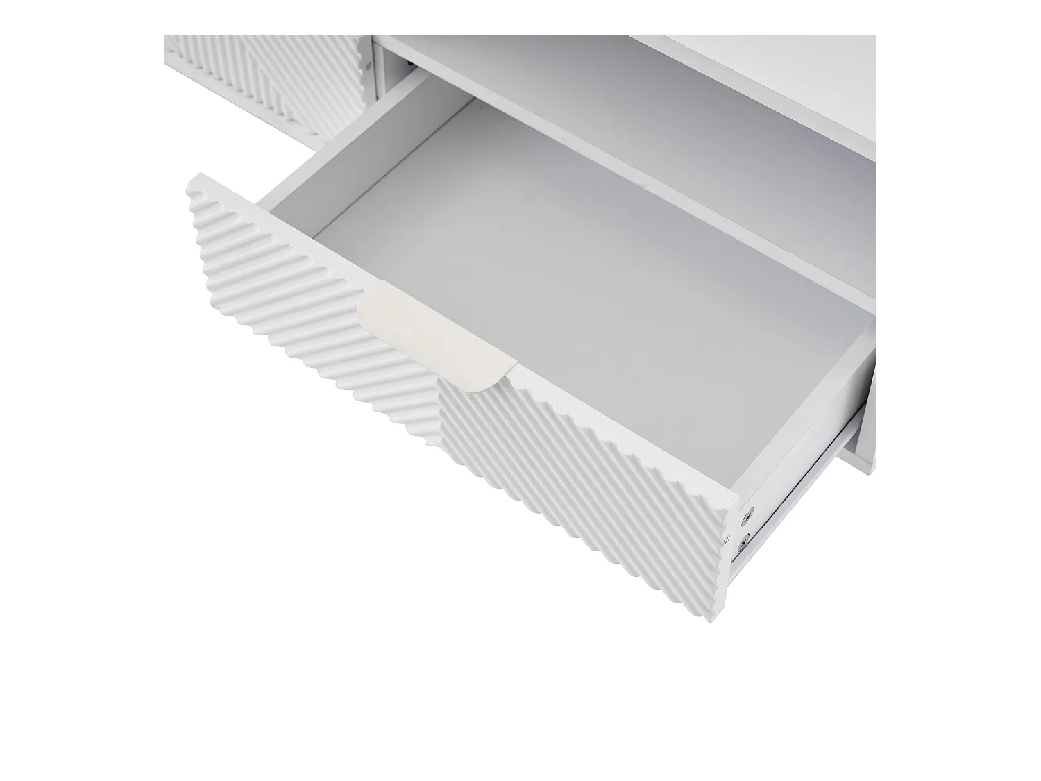 Meuble TV 200 cm, Meuble TV blanc avec 2 portes et 2 tiroirs - pour salon et bureau