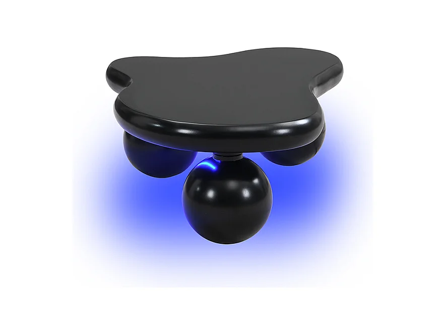 Tavolino da caffè Black Cloud con luci a LED, 16 colori, gambe rotonde, per soggiorno e cameretta