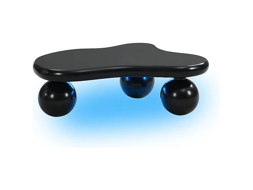 Table basse noire nuage avec LED, 16 couleurs, Pieds ronds, pour salon et chambre enfant