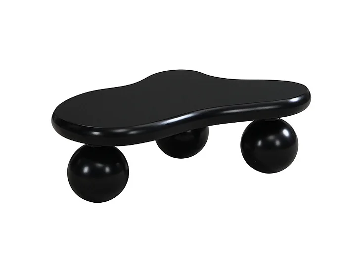 Table basse noire nuage avec LED, 16 couleurs, Pieds ronds, pour salon et chambre enfant