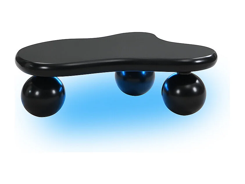 Table basse noire nuage avec LED, 16 couleurs, Pieds ronds, pour salon et chambre enfant