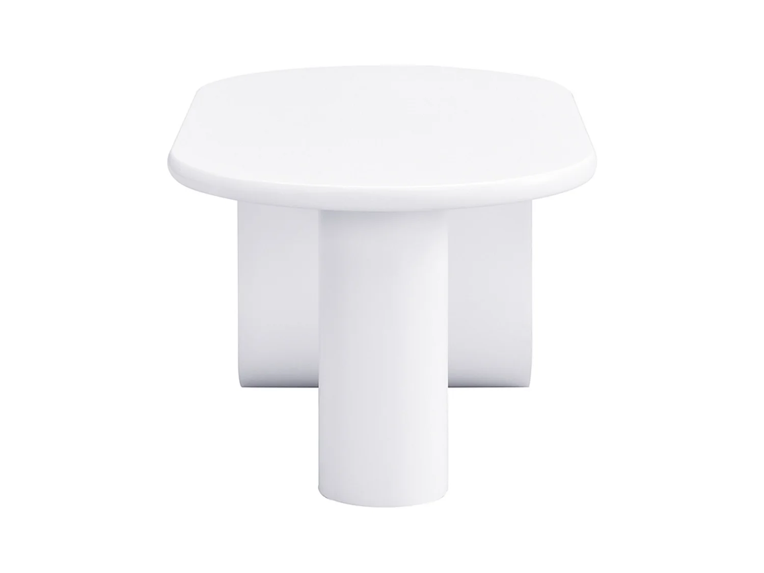 Table basse ovale, Table basse blanche avec pieds en U, matériau MDF, pour salon et bureau