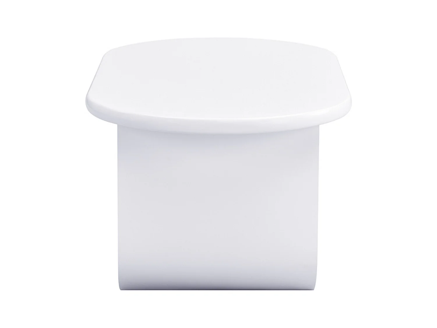 Table basse ovale, Table basse blanche avec pieds en U, matériau MDF, pour salon et bureau