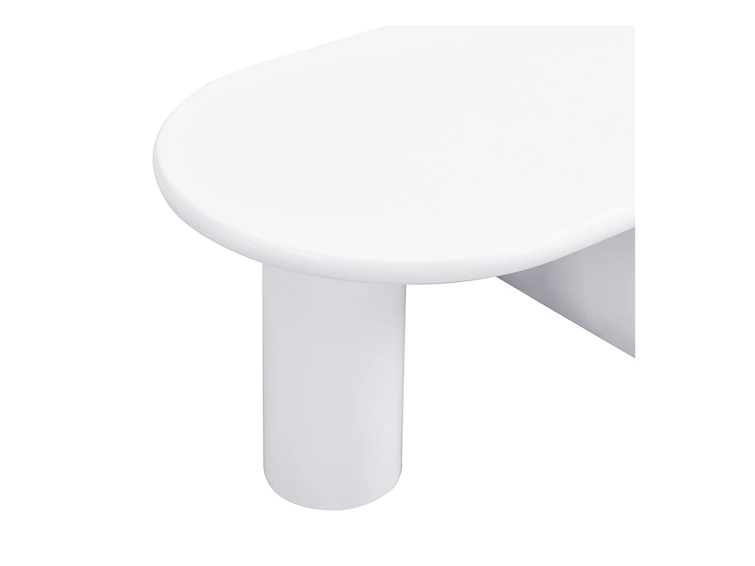 Table basse ovale, Table basse blanche avec pieds en U, matériau MDF, pour salon et bureau