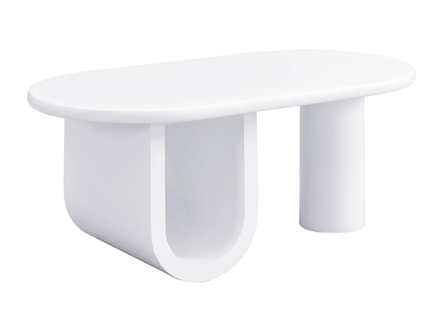 Mesa de centro ovalada, blanca con patas en U, de MDF, ideal para salón y oficina