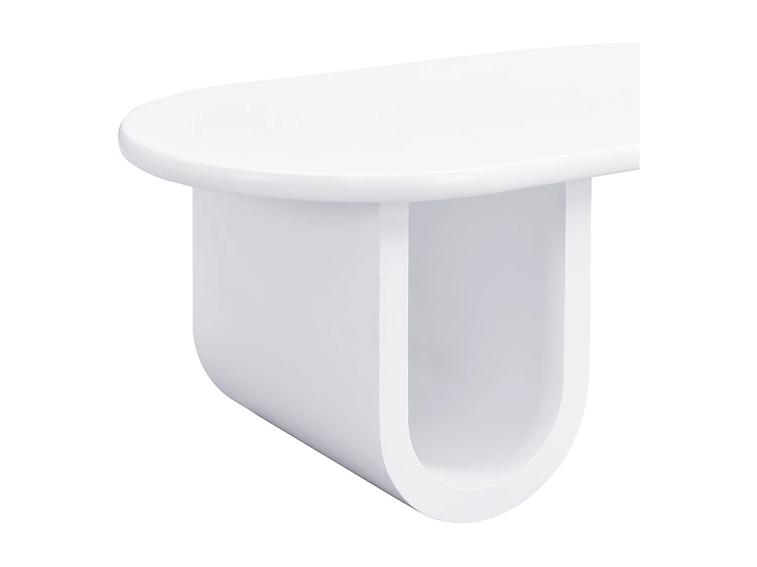 Mesa de centro ovalada, blanca con patas en U, de MDF, ideal para salón y oficina