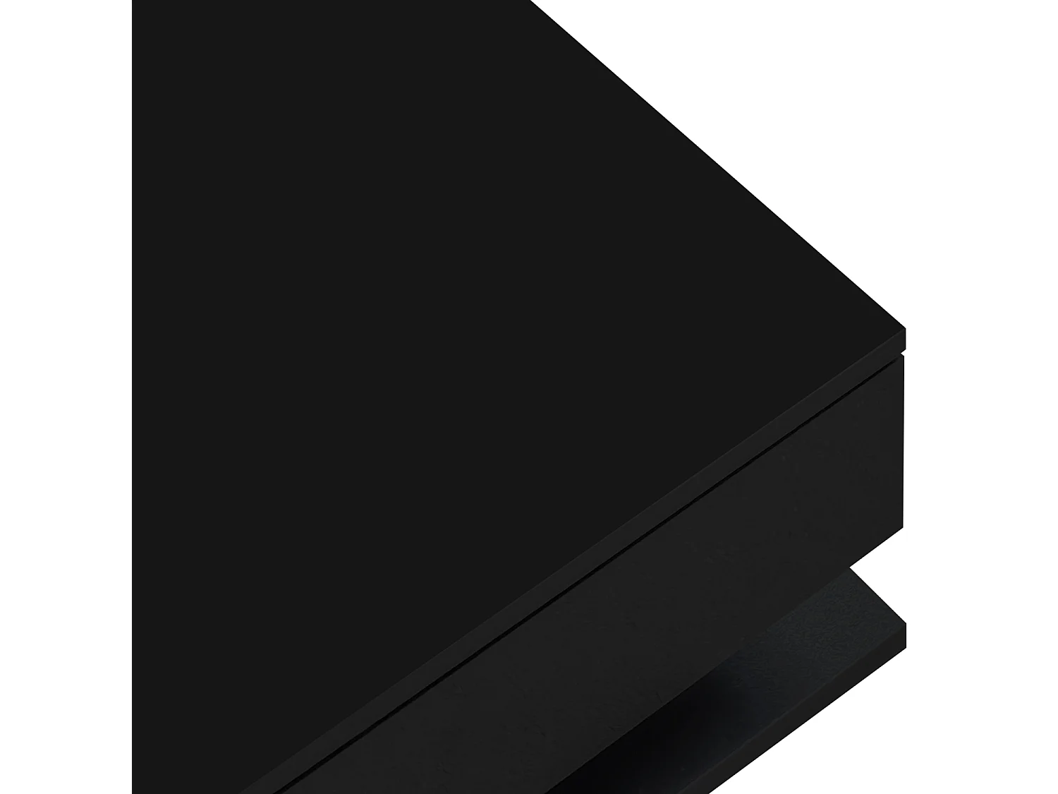 Table basse salon noir brillant avec verre trempé et LED , 1 tiroir, 105x55x32,5 cm