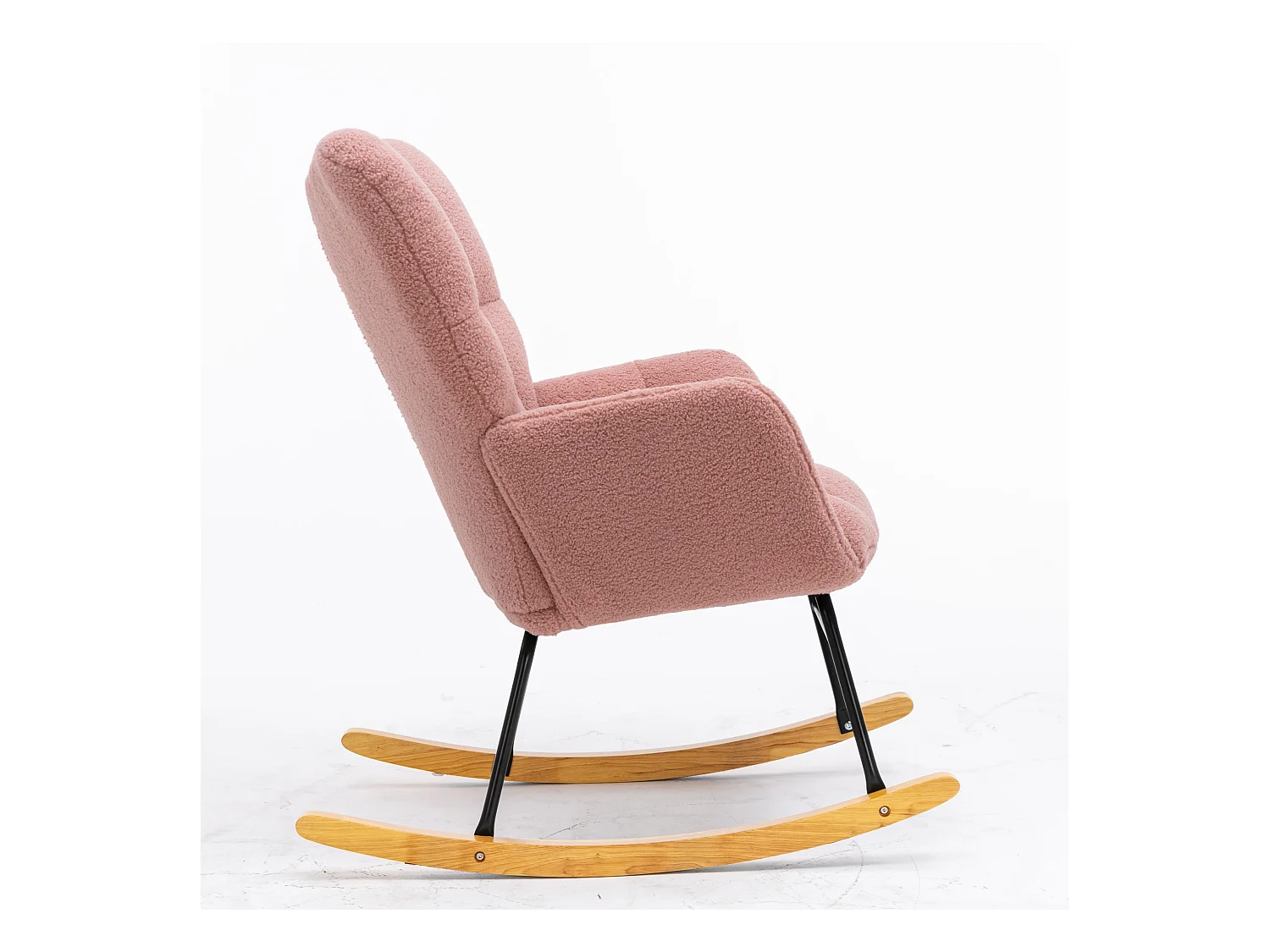 Fauteuil à bascule moderne, peluche rose, fauteuil à bascule avec accoudoirs et dossier , pour salon et chambre