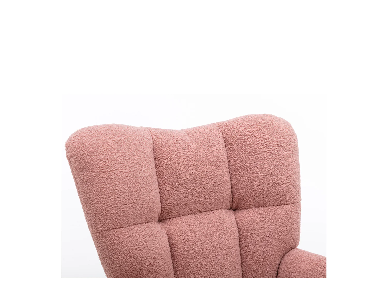 Moderner Schaukelstuhl, rosa Plüsch, Schaukelstuhl mit Armlehnen und Rückenlehne, geeignet für Wohn- und Schlafzimmer
