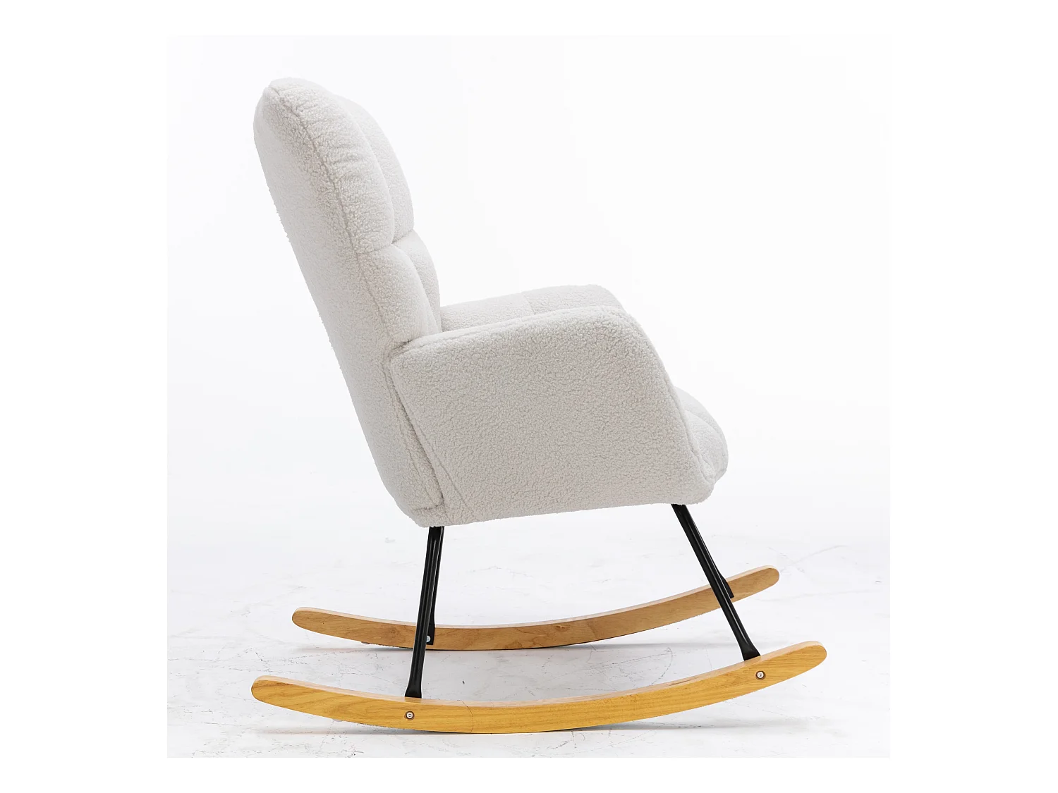 Fauteuil à bascule moderne, peluche blanc, fauteuil à bascule avec accoudoirs et dossier , pour salon et chambre