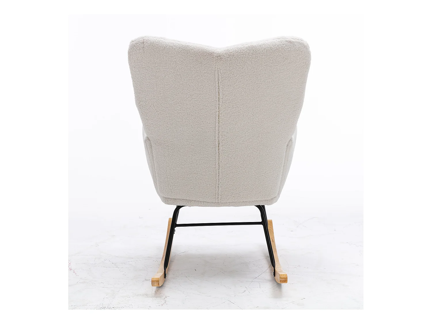 Fauteuil à bascule moderne, peluche blanc, fauteuil à bascule avec accoudoirs et dossier , pour salon et chambre
