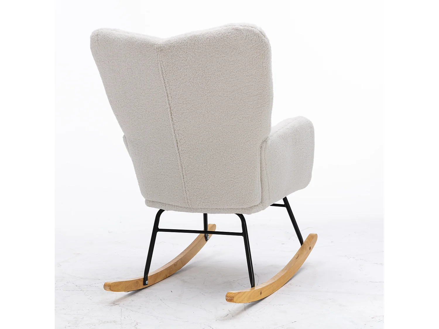 Fauteuil à bascule moderne, peluche blanc, fauteuil à bascule avec accoudoirs et dossier , pour salon et chambre