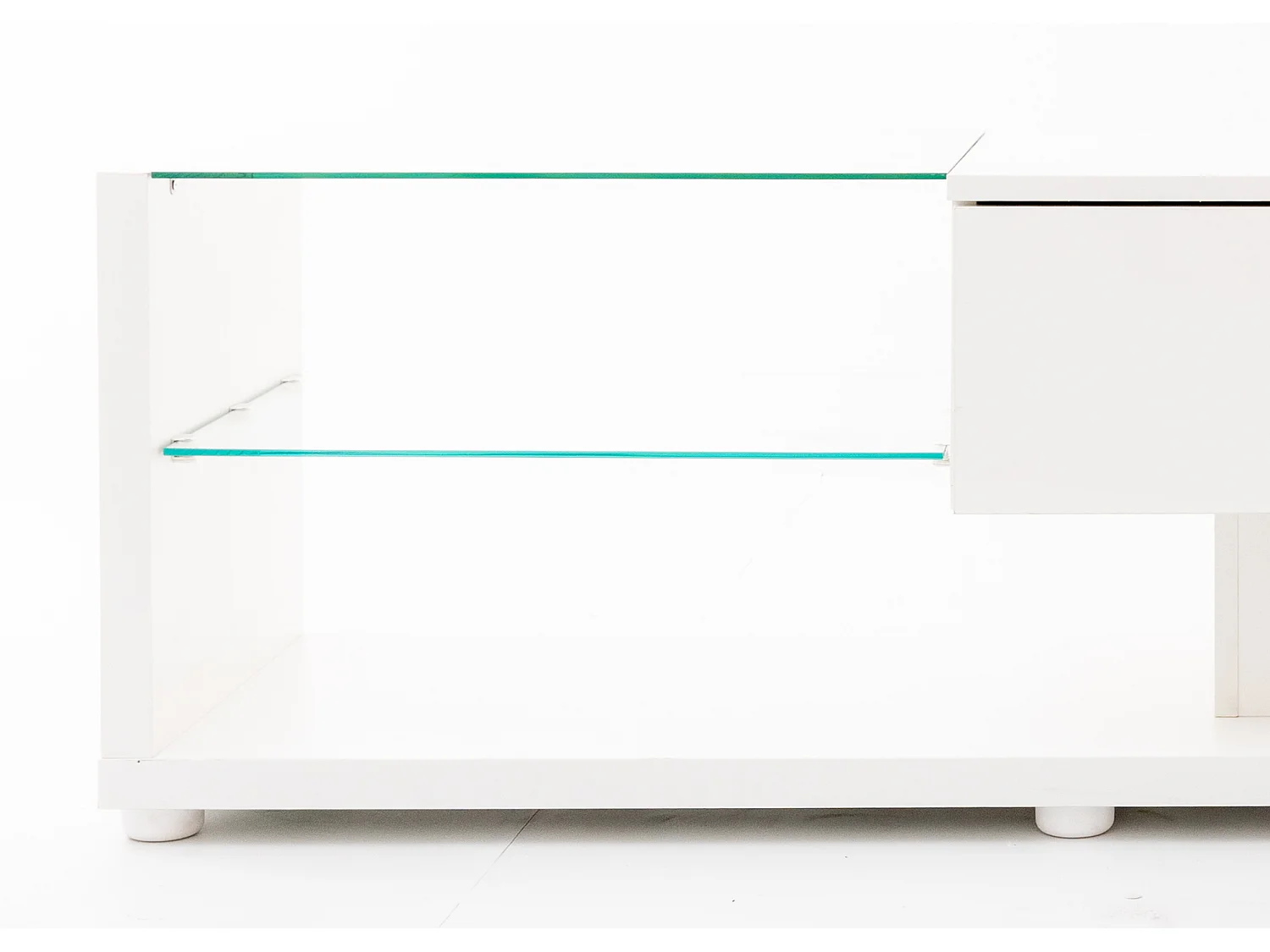 Tv-meubel voor de woonkamer - Witte tv-meubel met 2 lades en open planken - LED-verlichting