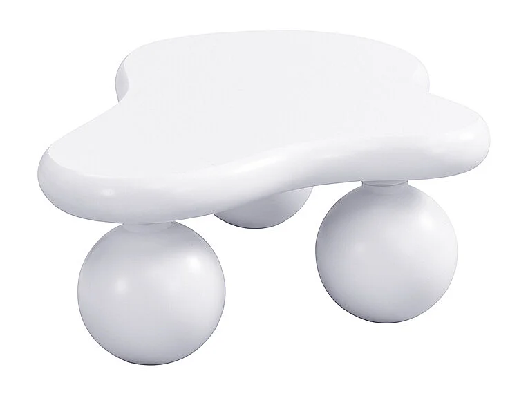 Witte Cloud salontafel met ledverlichting, 16 kleuren, ronde poten, voor woonkamer en kinderkamer