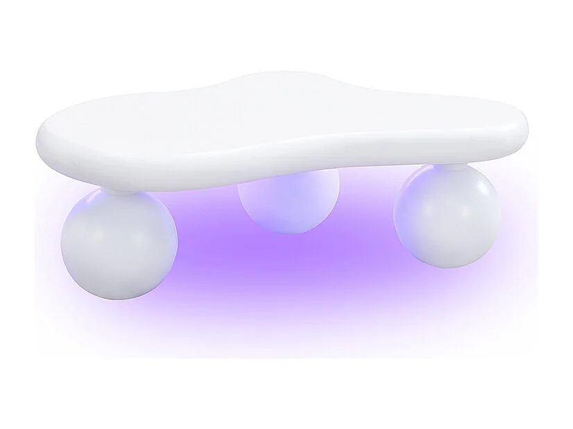 Witte Cloud salontafel met ledverlichting, 16 kleuren, ronde poten, voor woonkamer en kinderkamer