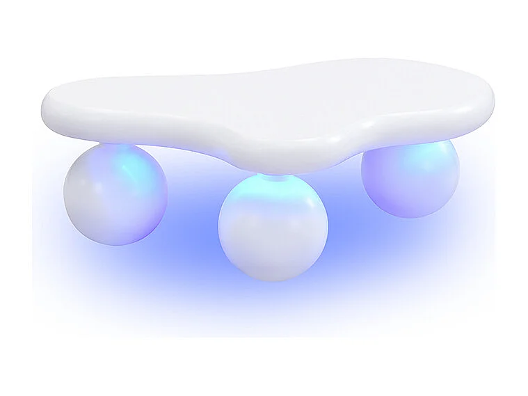 Witte Cloud salontafel met ledverlichting, 16 kleuren, ronde poten, voor woonkamer en kinderkamer