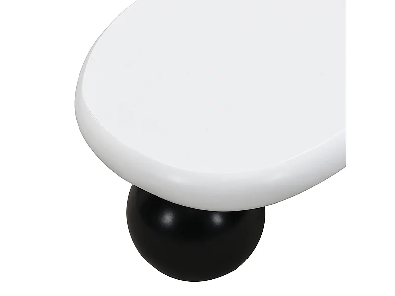 Table basse nuage avec éclairage LED, plateau blanc au design moderne, pieds ronds noirs, pour salon et bureau
