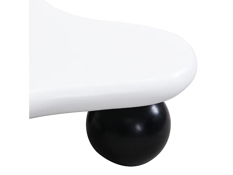 Table basse nuage avec éclairage LED, plateau blanc au design moderne, pieds ronds noirs, pour salon et bureau