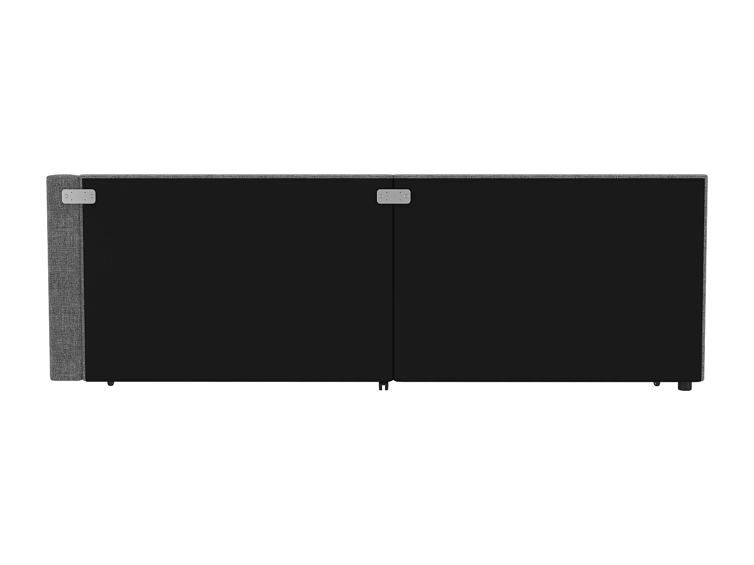 Lit gigogne 90x200 cm, tissu lin gris, Lit banquette avec ports USB et LED, sans matelas