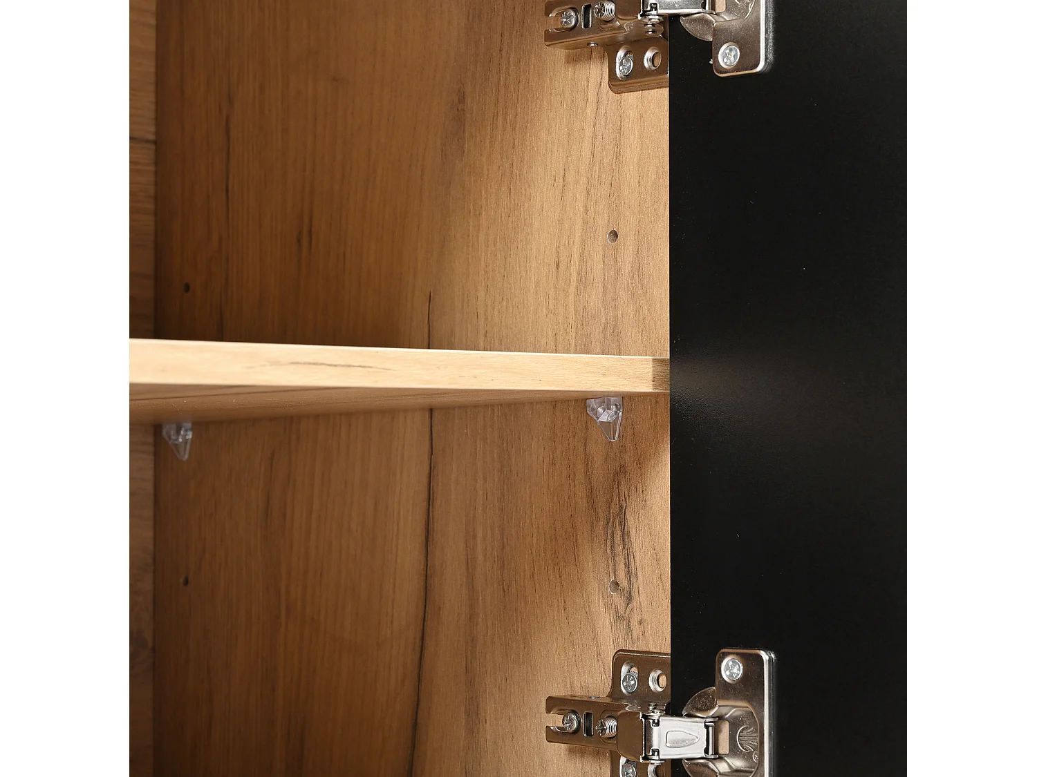 TV-meubel van hout en zwart, 160 cm, 3 deuren en 2 compartimenten, modern design, metalen constructie, voor woonkamer