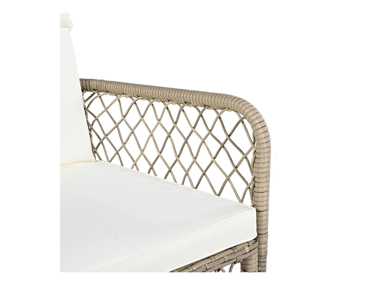 Lot de 5 ensembles de salle à manger, 1 table en bois et 4 chaises en rotin blanc PE, pour jardin et cour