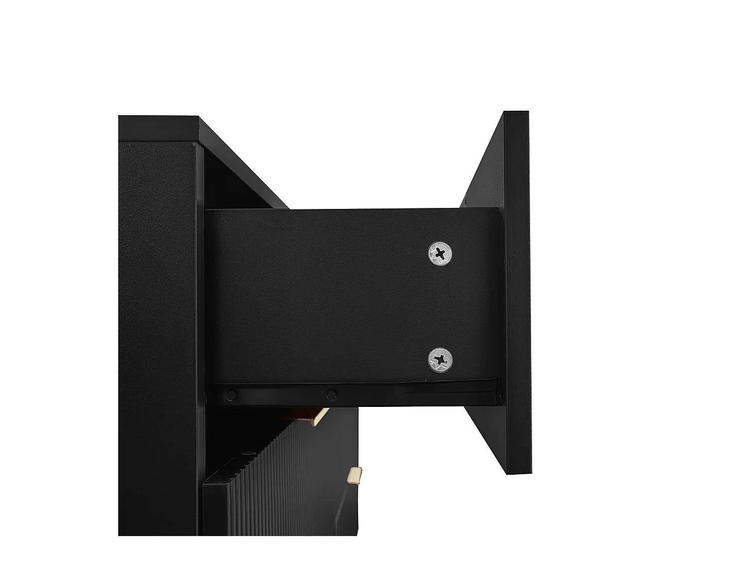 Zwart dressoir, elegant dressoir met 6 opberglades, gouden handgrepen, voor woonkamer en slaapkamer