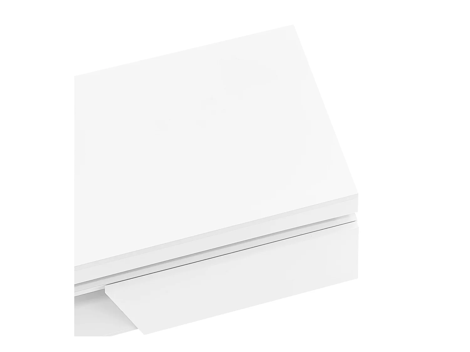 Biały stolik kawowy z oświetleniem LED, 1 szuflada i otwarta przegroda do przechowywania, do salonu i biura