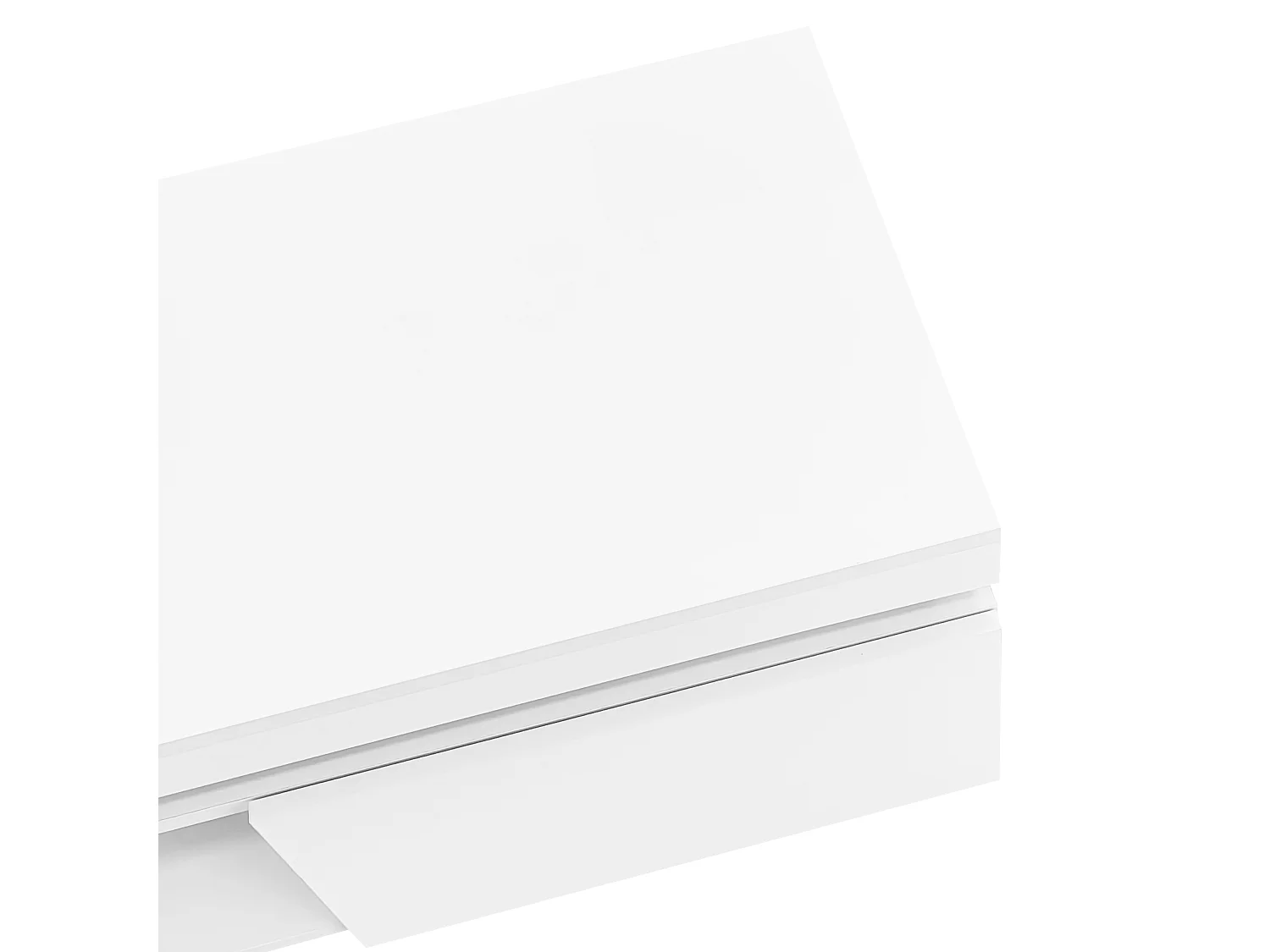 Weißer Couchtisch mit LED-Beleuchtung, 1 Schublade und offenem Fach – für Wohnzimmer und Büro