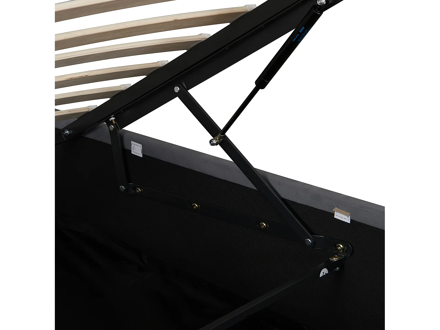 Lit coffre 90x200 cm, velours gris, Lit adulte avec bande lumineuse LED et port de charge USB, sans matelas