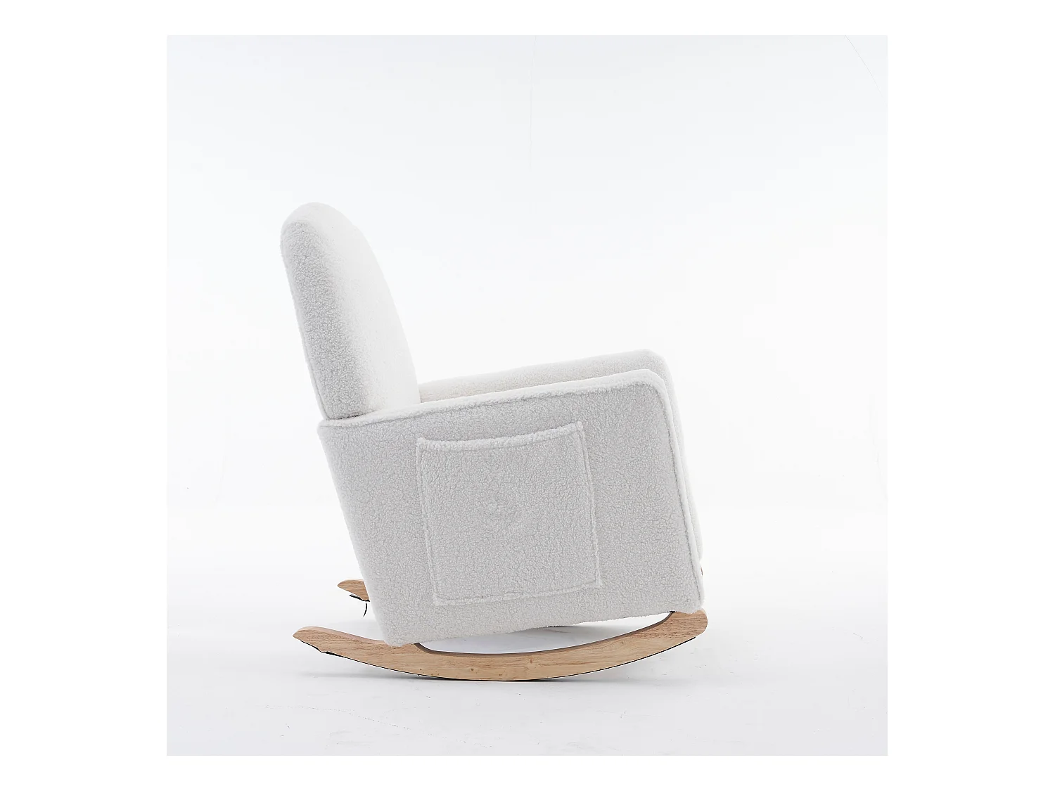 Fauteuil à bascule de salon, peluche blanc, fauteuil à bascule avec repose-pieds rétractable, structure en bois