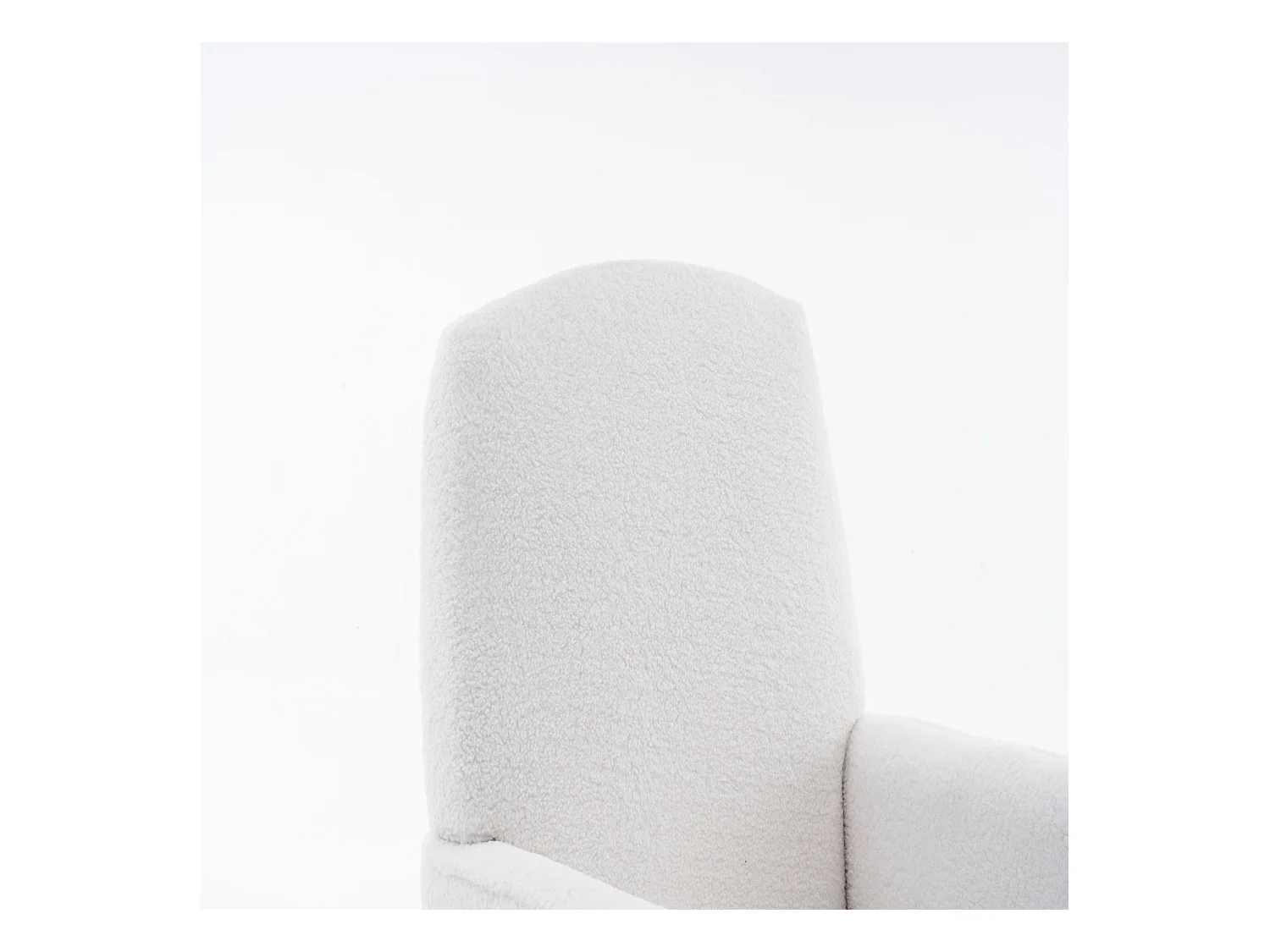 Fauteuil à bascule de salon, peluche blanc, fauteuil à bascule avec repose-pieds rétractable, structure en bois