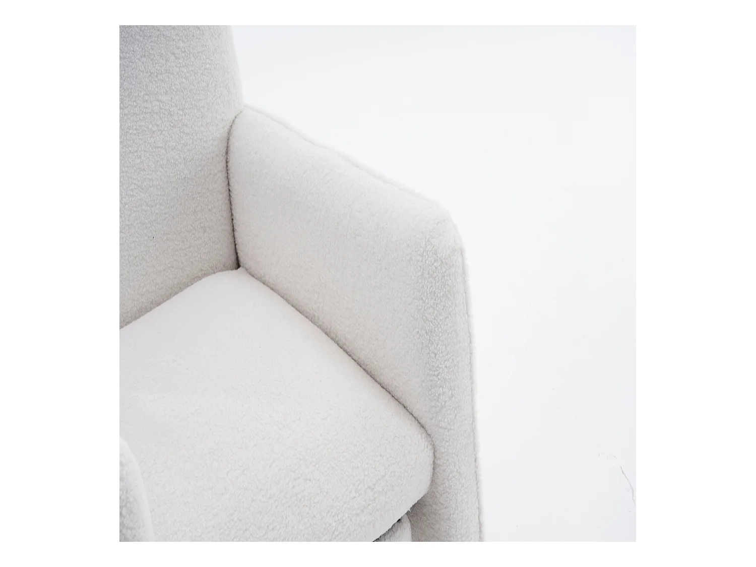 Fauteuil à bascule de salon, peluche blanc, fauteuil à bascule avec repose-pieds rétractable, structure en bois