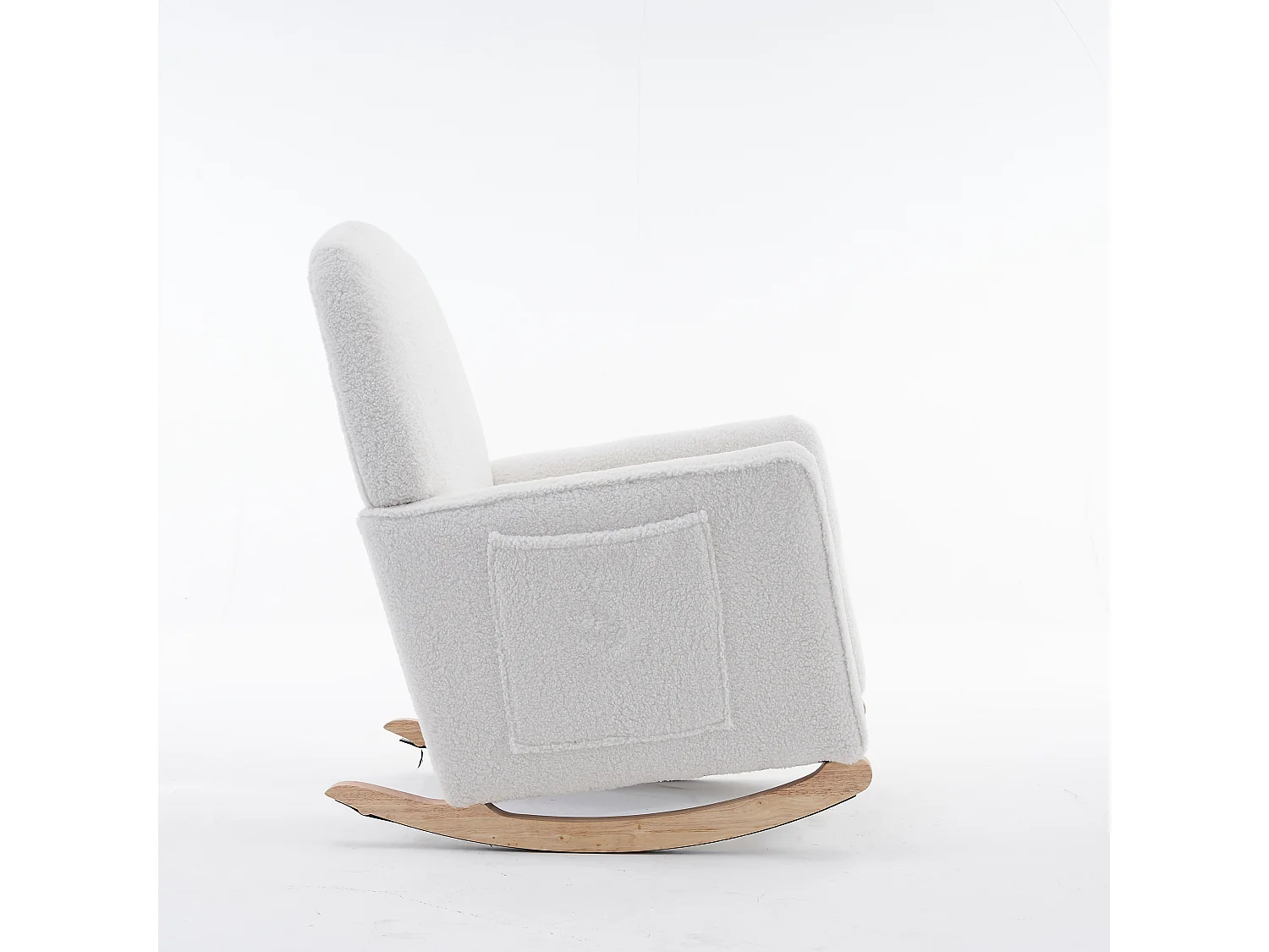 Fauteuil à bascule de salon, peluche blanc, fauteuil à bascule avec repose-pieds rétractable, structure en bois