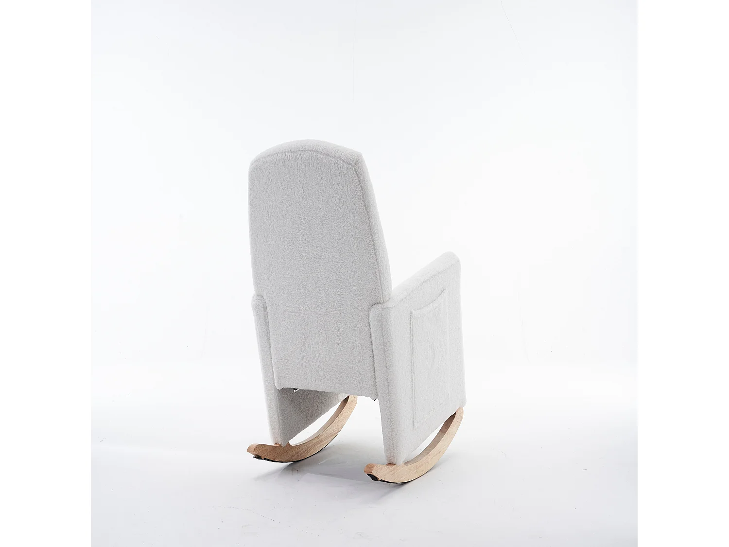 Fauteuil à bascule de salon, peluche blanc, fauteuil à bascule avec repose-pieds rétractable, structure en bois