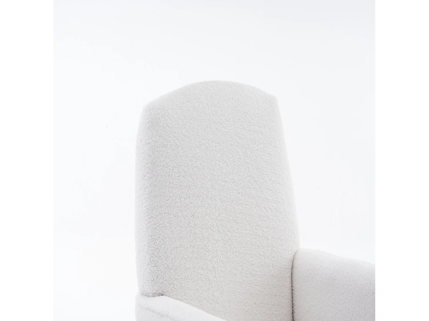 Fauteuil à bascule de salon, peluche blanc, fauteuil à bascule avec repose-pieds rétractable, structure en bois