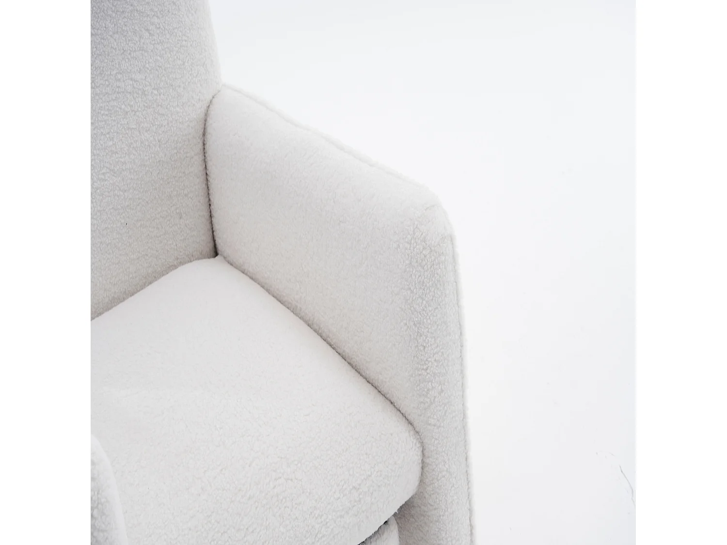 Fauteuil à bascule de salon, peluche blanc, fauteuil à bascule avec repose-pieds rétractable, structure en bois