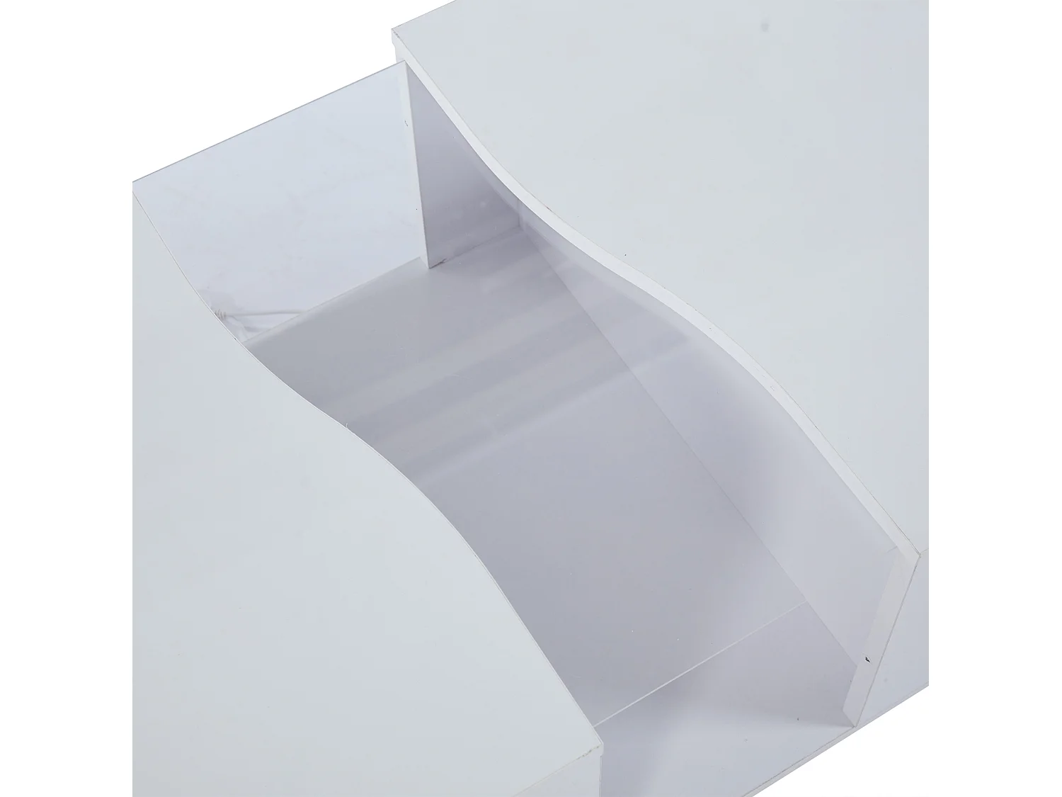 Table basse rectangulaire, Table basse blanche avec éclairage LED et 2 tiroirs, Matériau MDF, pour salon et chambre