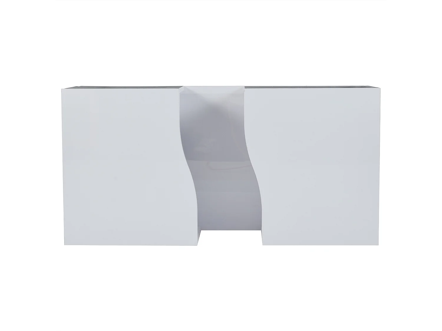 Table basse rectangulaire, Table basse blanche avec éclairage LED et 2 tiroirs, Matériau MDF, pour salon et chambre