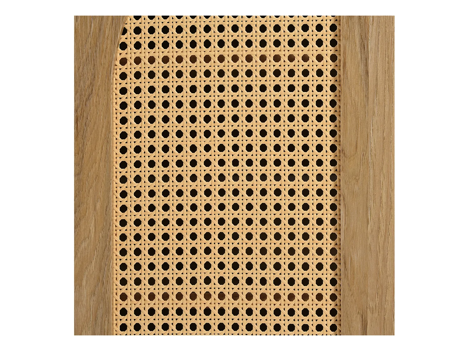Holzfarbenes Sideboard mit 4 Rattantüren und verstellbaren Einlegeböden, Metallgriffe, für Wohn- und Esszimmer