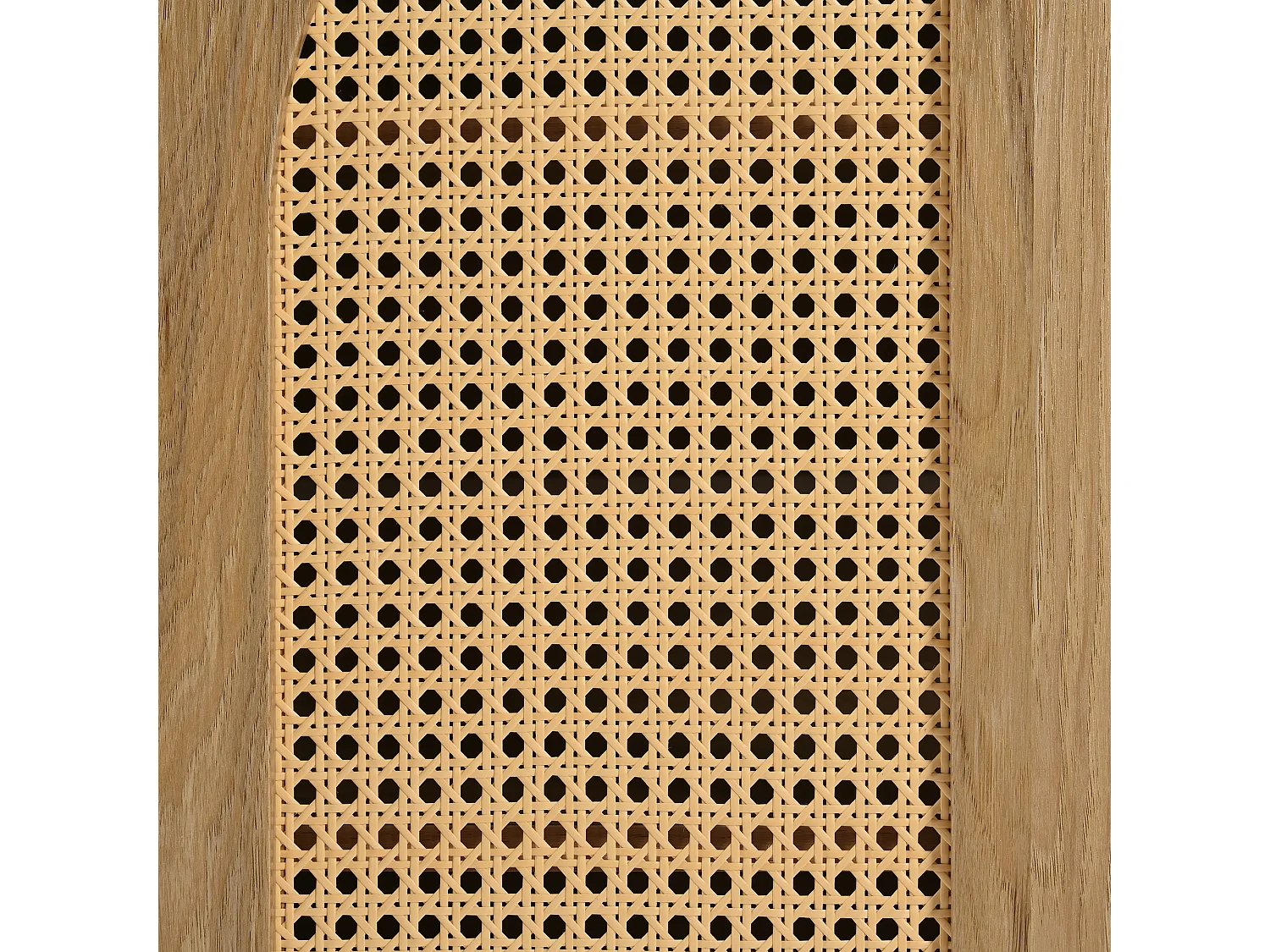 Buffet beige avec 4 portes en rotin et étagères réglables, 140x80x40 cm